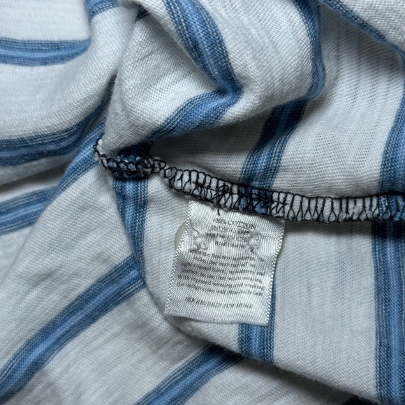 Faherty Brand Indigo Dyed Striped Short Sleeve Polo Casual Shirt Pocket Size L - Picture 6 of 9